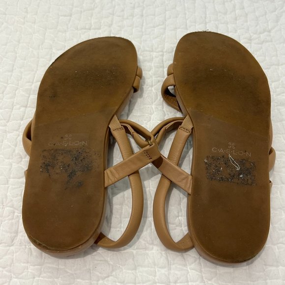 CASLON Tan Leather Strappy Flat Sandals - Size 8 - Picture 4 of 7